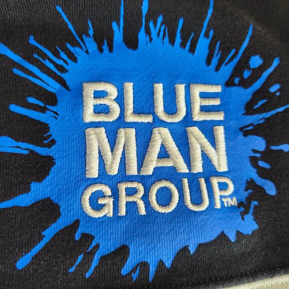 Blue Man Group Color Block Sweatshirt Kangaroo Pocket Large Black/White/Blue - Picture 7 of 12